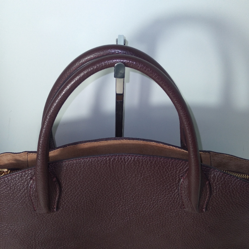 IACUCCI Made In Italy Burgundy Pebbled Leather Satchel Bag - Picture 5 of 13